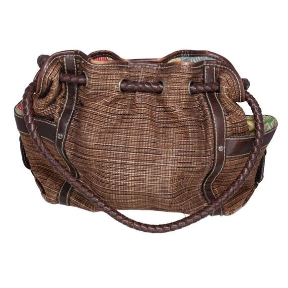 Fossil Brown HOBO Bag with Bead Keychains and Braided Leather Straps - Picture 3 of 7